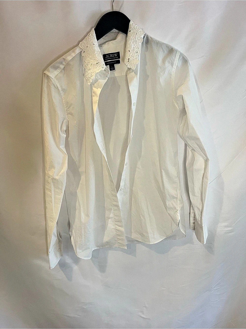 J.Crew Jules lace-collar shirt in cotton poplin Button Down Shirt White Size 2